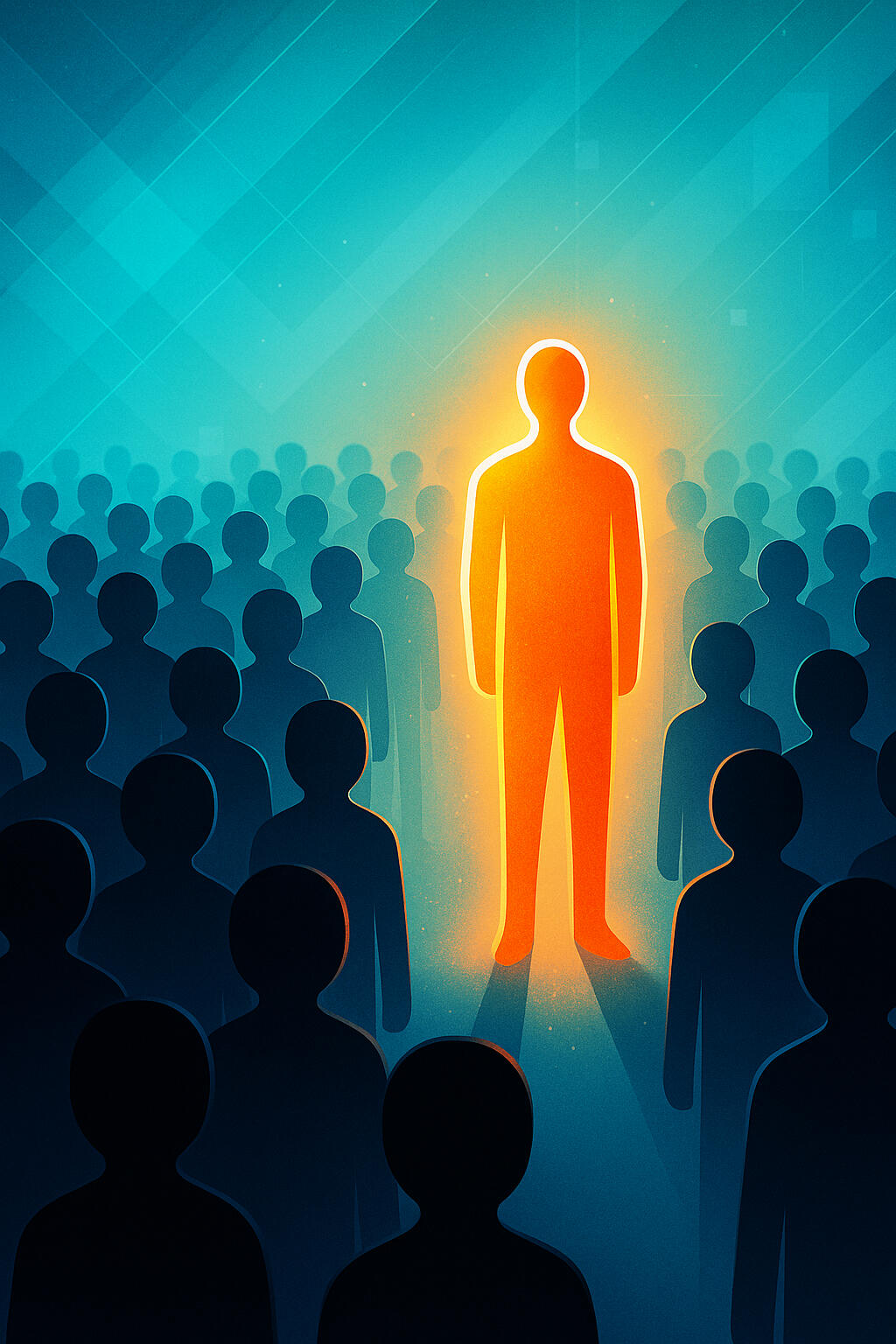 One bright figure standing apart from a crowd